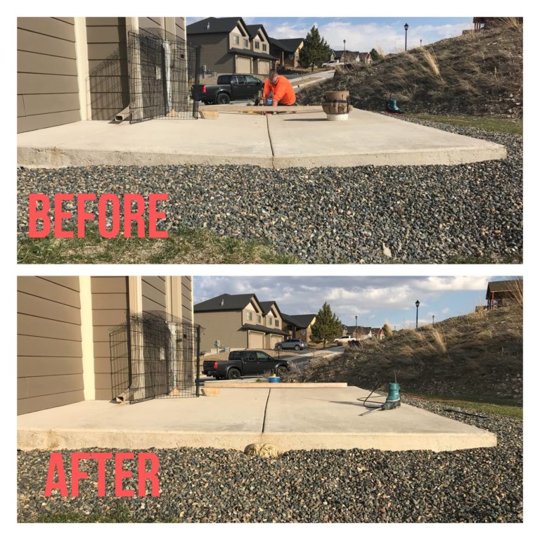 Lifting and leveling this patio slab back to its original position